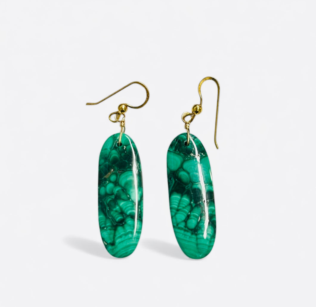 Earrings with Malachite