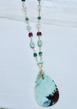 Necklace with multy color opalized wood