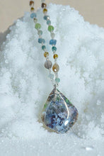 Necklace with copper on opalized wood and various stones