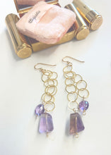 Earrings with chain and ametrine and amethyst