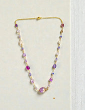 Necklace with Amethyst, Ametrine and purple Ethiopian opals
