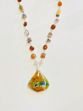 Necklace with orange opalized wood