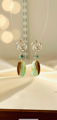 Earrings studs with blue opal