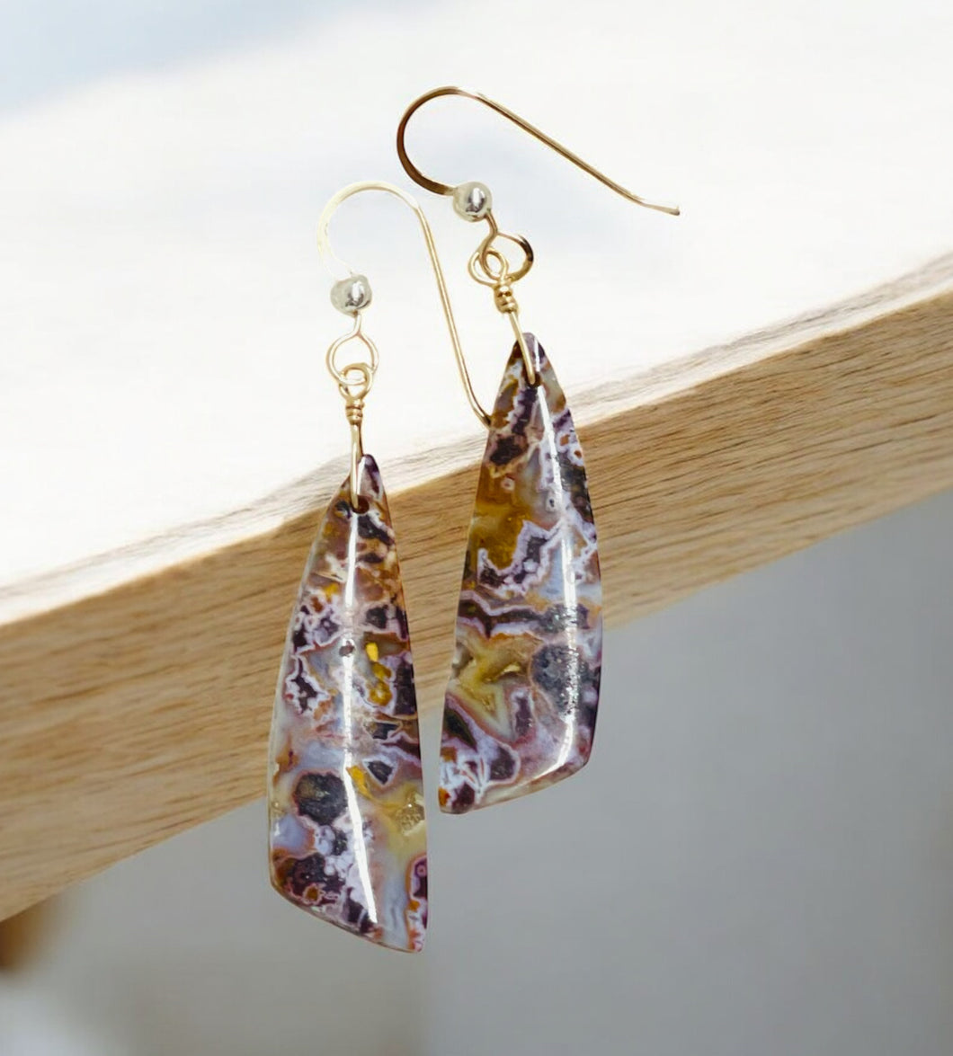 Earrings with long colorful ocean Jasper