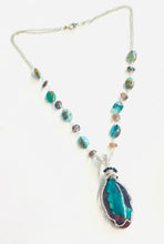 Necklace with gem silica on petrified wood