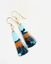 Earrings with Opalized wood and natural copper