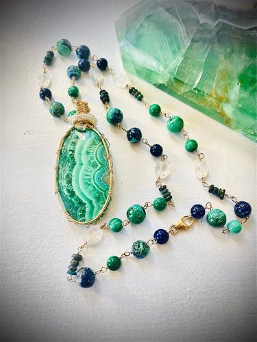 Necklace with Malachite and azurite