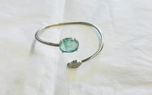 Bracelet sterling silver bangle with mint kyanite