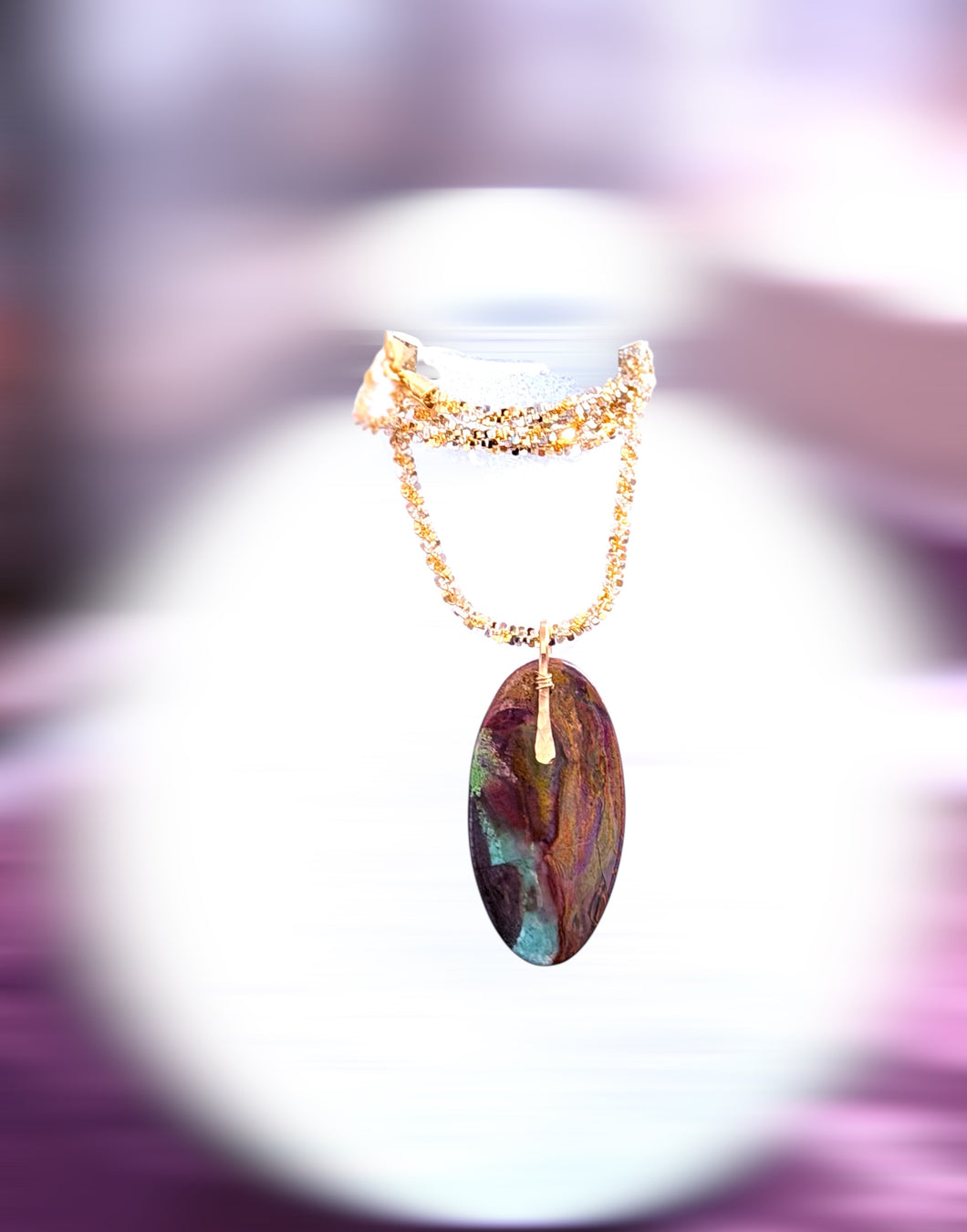 Pendant with silica on petrified wood