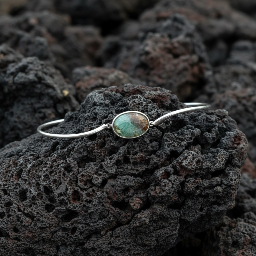 Bracelet cuff style with petrified opalized wood