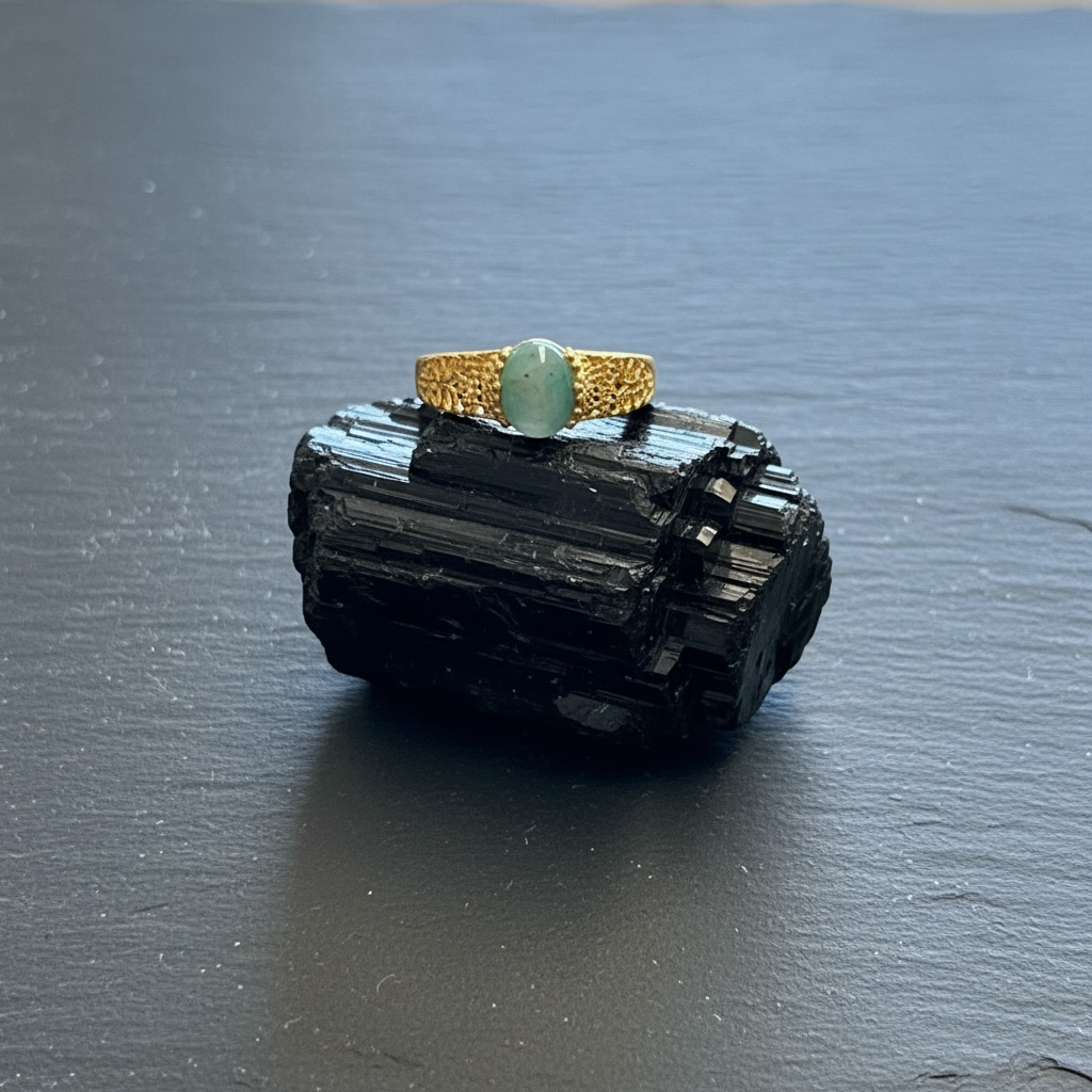 Ring with unpolished tourmaline
