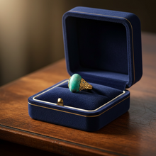 Ring with baby blue petrified opalized wood