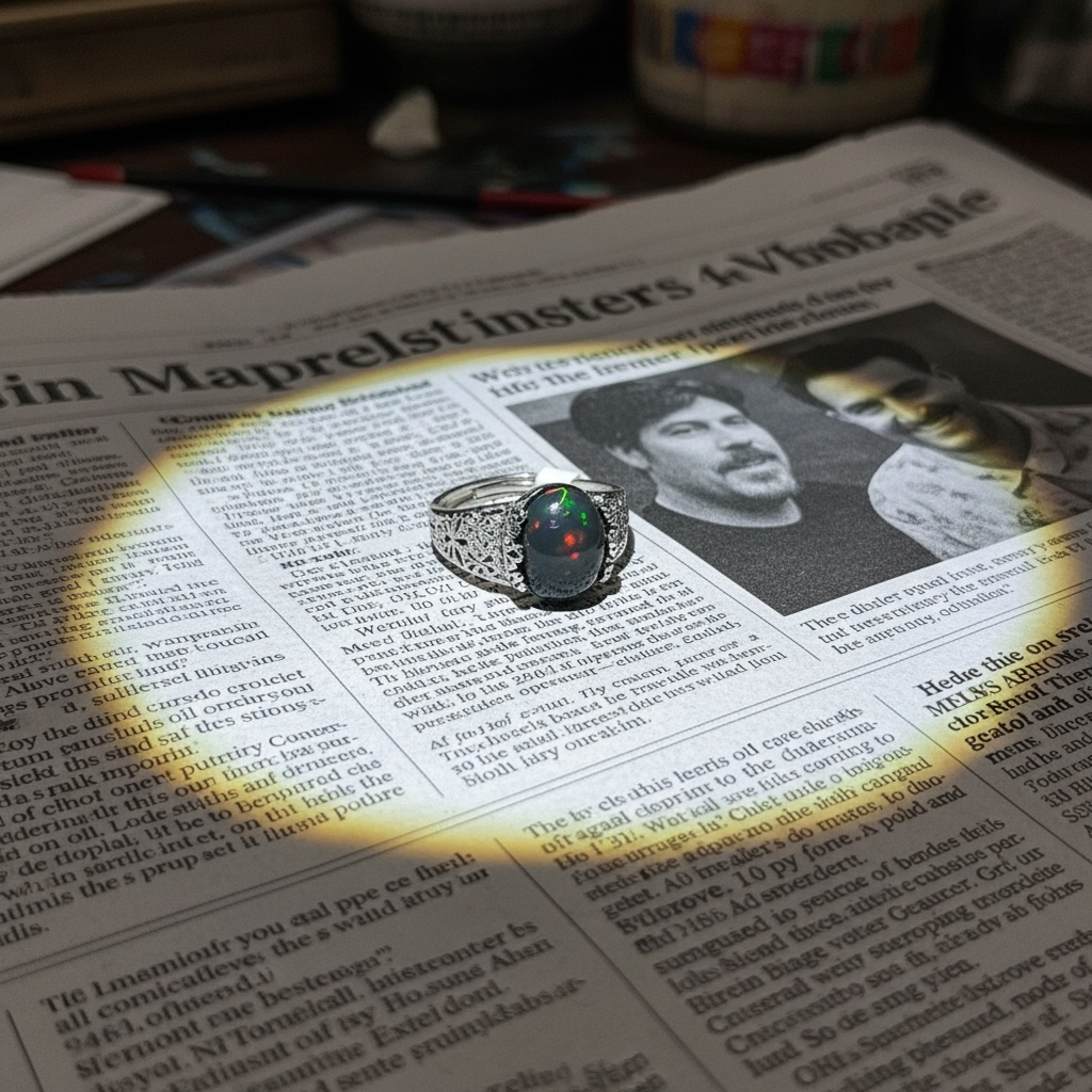 Ring with black Ethiopian opal