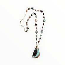 Necklace with multiple colors opalized wood