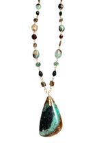 Necklace with multiple colors opalized wood
