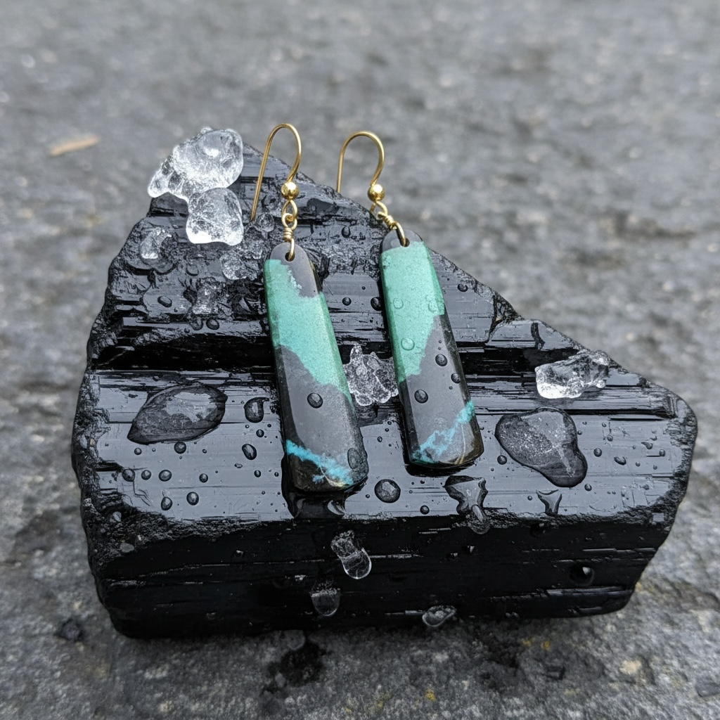 Earrings with gem Silica
