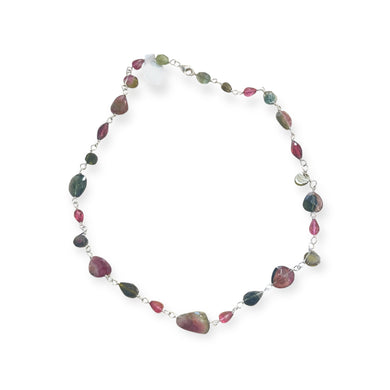 Necklace with Afghan bi-color tourmalines