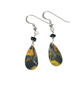 Earrings with bubble bee jasper