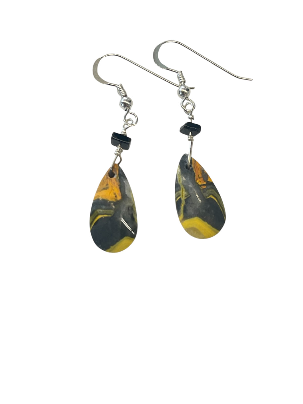 Earrings with bubble bee jasper
