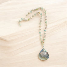 Necklace with moss agate and morganite