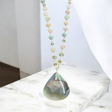 Necklace with moss agate and morganite
