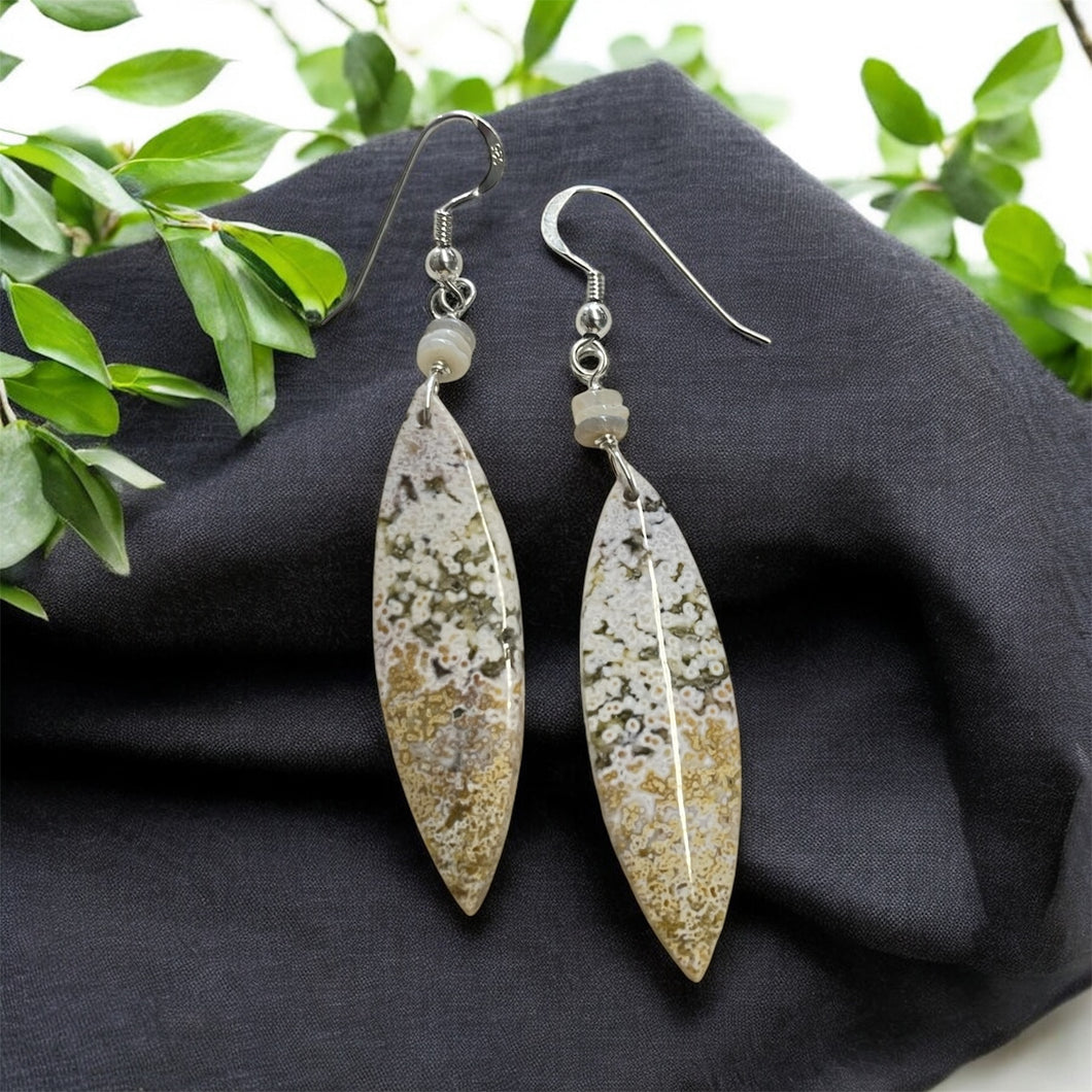 Earrings with ocean jasper, light colors