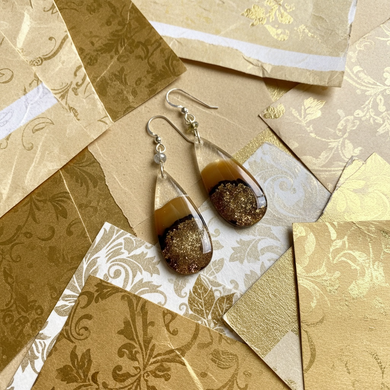 Earrings with druzzy moss agate