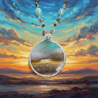 Necklace with multiple colors opalized wood