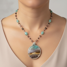 Necklace with multiple colors opalized wood