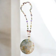 Necklace with multi color moss agate