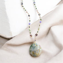 Necklace with multi color moss agate