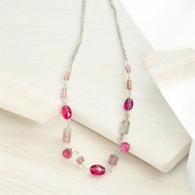 Necklace with multi tourmalines and pink sapphire