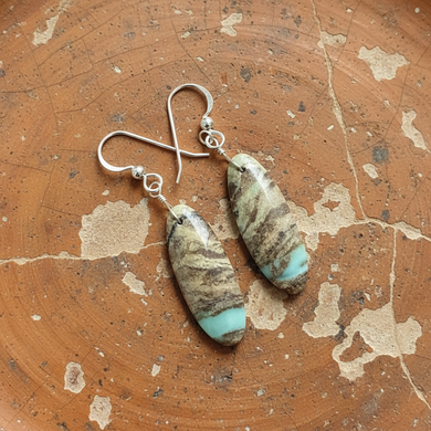 Earrings with opal wood