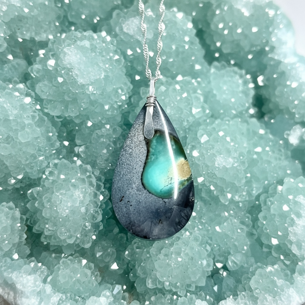 Pendant with opalized wood