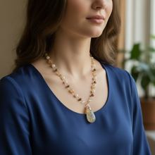 Necklace with Golden Rutilated Quartz and other gem stones