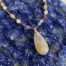 Necklace with Golden Rutilated Quartz and other gem stones