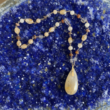 Necklace with Golden Rutilated Quartz and other gem stones