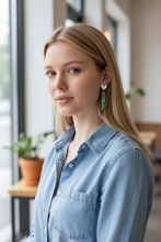 Earrings with variscite beads