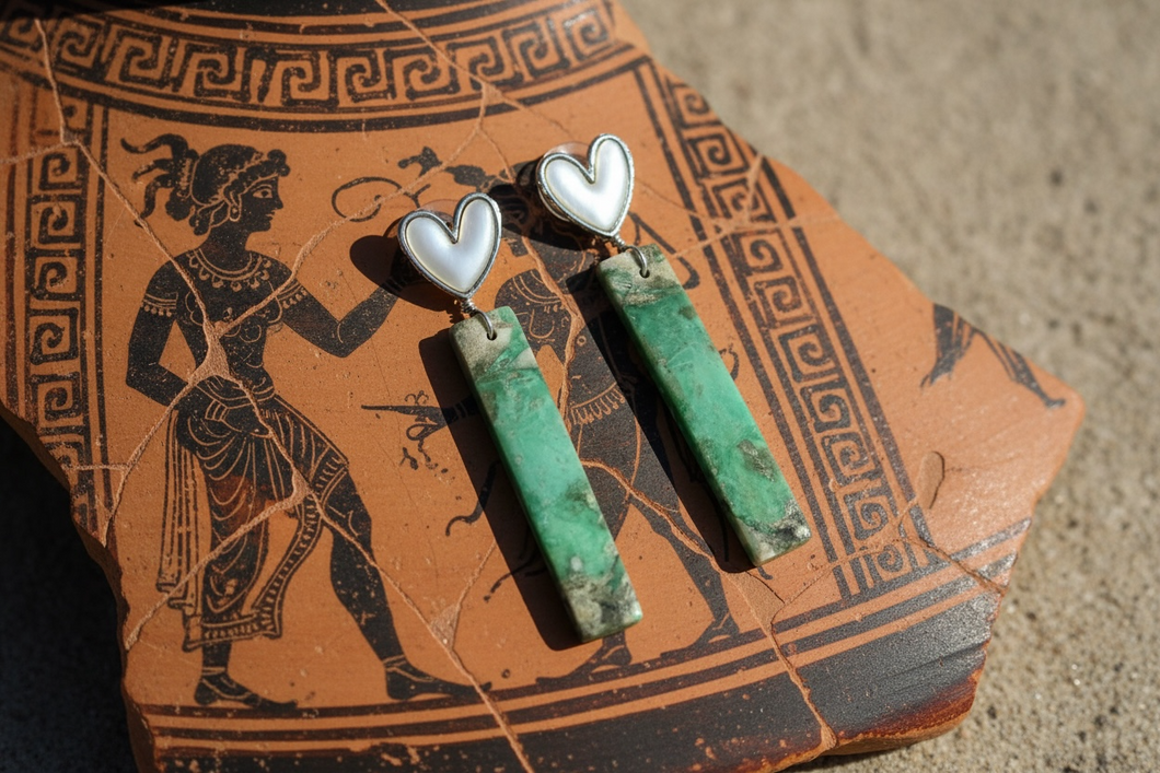 Earrings with variscite beads