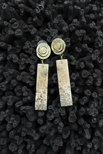 Earring with colorful druzy fossils beads