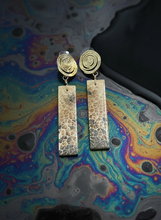 Earring with colorful druzy fossils beads