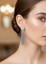 Earrings with natural black sunstone with studs and zircon