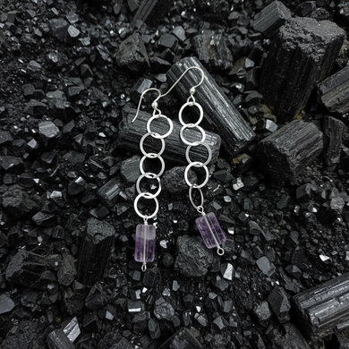 Earrings with chain in Ametrin