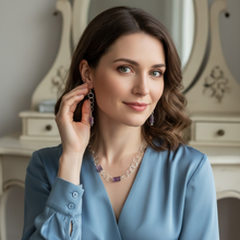 Earrings with chain in Ametrin