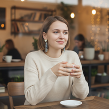 Earrings with dentritic opals