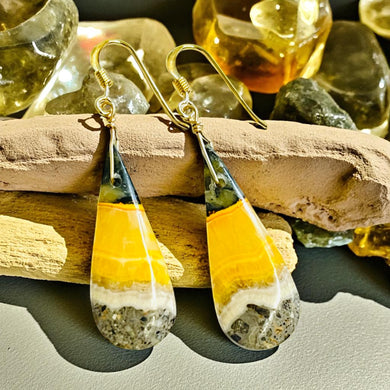 Earrings with beautiful bubble bee jasper