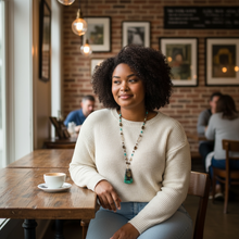 Necklace with natural cooper on chrysocolla