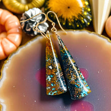 Earrings with natural copper on chrysocolla