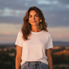 Earrings with chain and natural beads