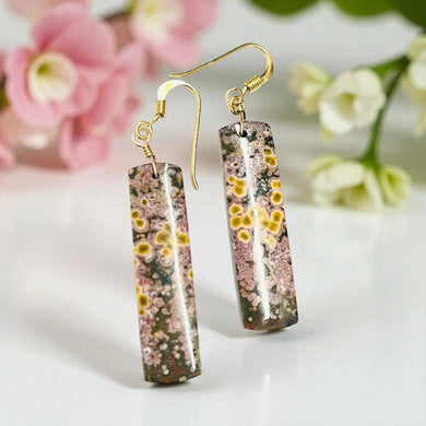 Earrings with long colorful ocean Jasper